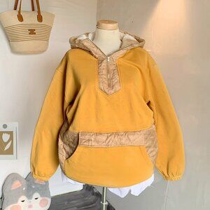 Cozy Mustard Yellow Color Block Hoodie